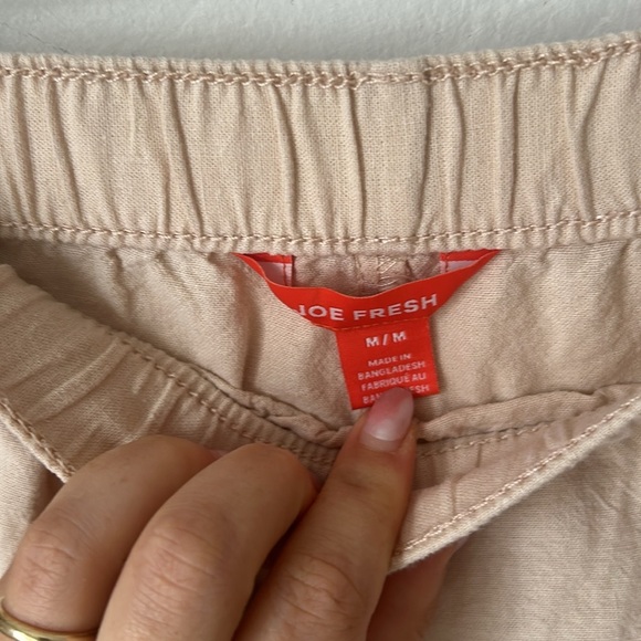 Joe Fresh Linen Cotton Pants Linen Elastic Waist Wide Leg  Cropped medium beige - Picture 5 of 7